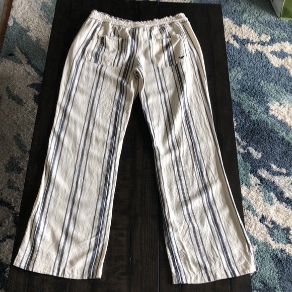 ROXY Oceanside Flare Striped Pants Size L Cotton Summer Surf Beach Vacation - Picture 6 of 16